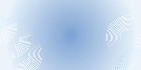 Naklejka premium Abstract light blue gradient background with subtle white concentric circles in the corners, creating a calm and modern design.