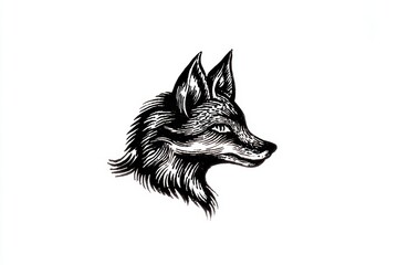 Fototapeta premium A detailed ink drawing of a fox's head showcasing the animal's features