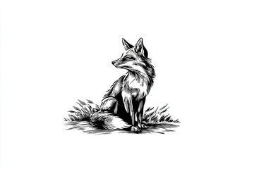 Fototapeta premium An elegant depiction of a fox sitting gracefully in the tall grass