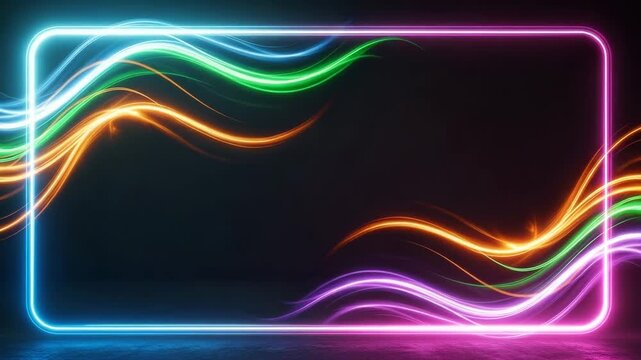 Neon Light Frame with Swirling Energy Trails border