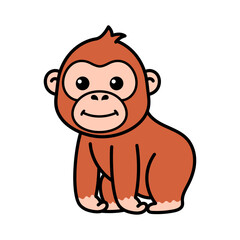 Cartoon Illustration of an Orangutan