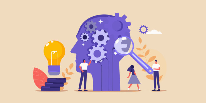 Brainstorming and problem solving concept with teamwork and idea generation