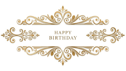 Happy Birthday Golden Floral Ornament Design for Elegant Celebrations