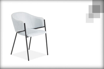 Chair side view dinning chair black legs white modern chair luxury design white background metal legs comfortable fabric design chair leather chair editable