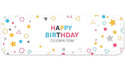 Fototapeta premium Festive Happy Birthday Celebration Banner with Geometric Shapes