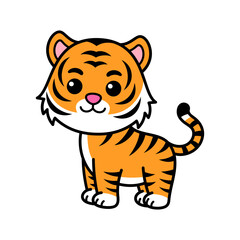 Cartoon Illustration of a Cute Bengal Tiger