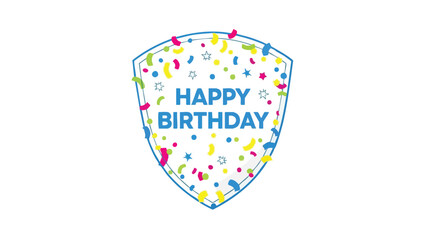 Cheerful Birthday Shield with Confetti - Celebrate in Style!