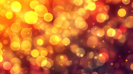 Abstract warm glowing bokeh lights background with orange and yellow tones