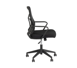  Chair side view for Home Office Use Contemporary Study black Chair with Breathable Perforated Design Adjustable Task Chair with Padded Seat and Arm Support white background