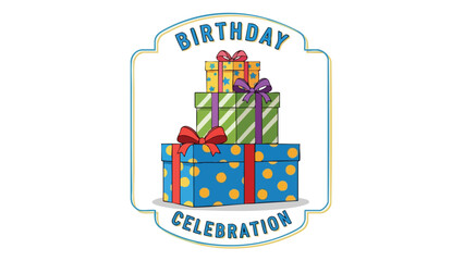 Obraz premium Festive Birthday Celebration Colorful Gift Boxes and Cheerful Wishes