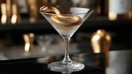 Gold Snake Martini in Elegant Bar