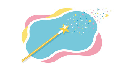 Whimsical Wonder A Magical Star Wand Illustration with Colorful Sparkles