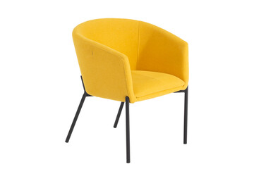 Chair 3 view for Home Office Use Contemporary Study yellow Chair with Breathable Perforated Design Adjustable Task Chair with Padded Seat and Arm Support white background