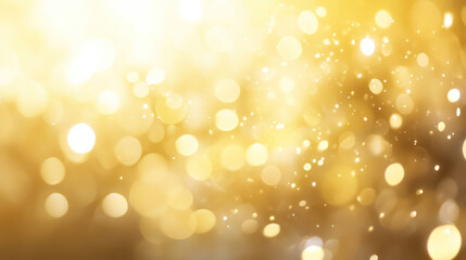 Golden bokeh lights abstract background with soft focus and warm glow