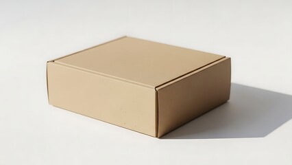 Small plain brown cardboard shipping box isolated on white background