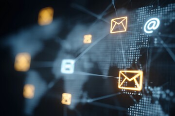 A Network of Communication Icons Representing Digital Connectivity and Global Interaction in the Modern Era of Information Technology