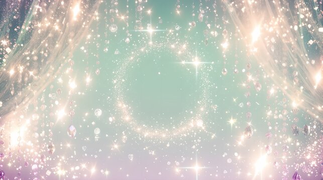 Wallpaper background illustration poster in light and shadow, Jewelry and diamond theme, Spring Valentine green, purple and pink, Korean KPop style
