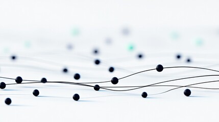 Abstract image featuring black spheres connected by lines against a white background, creating a minimalist and modern design.