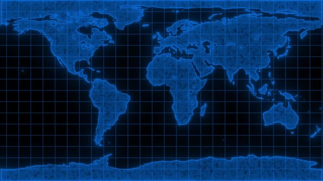 Royal blue color moving grid lines modern design loop able world map background
