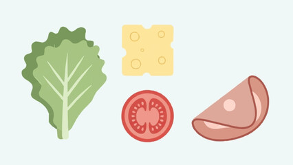 Ingredients for a Delicious Sandwich Laid Out Flat.