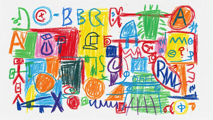 Colorful Abstract Crayon Drawing Background