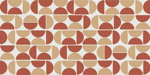 Abstract Retro Circles Geometric Seamless Vector Pattern Minimal Design Trendy Fashion Colors Rounded Soft Concept Perfect for Allover Fabric Print or Wall Paper Milky Brown Amber Brown Tones