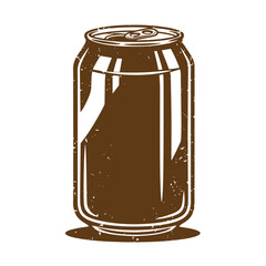Vintage sketch illustration of brown aluminum soda or beer can isolated on white background