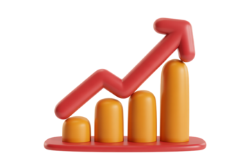 3d growth chart with upward arrow