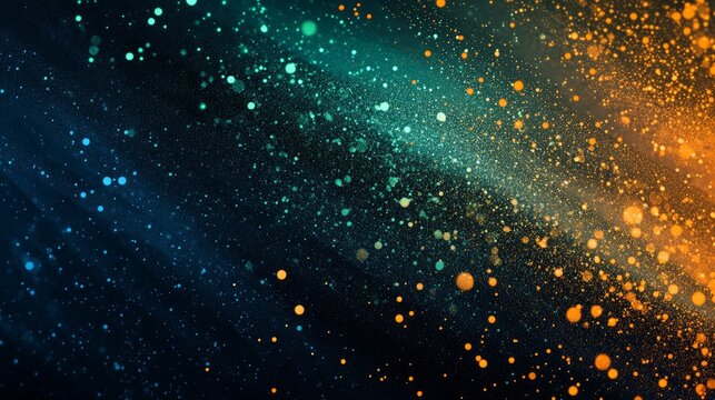 Abstract digital galaxy with glowing orbs and circuit board patterns