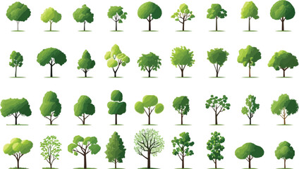 field trees setstic animati isolated