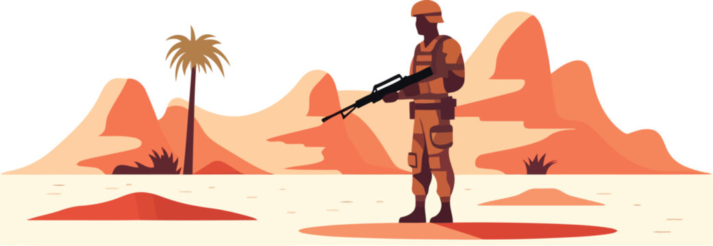 man soldier in desertstic a isolated