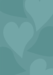 Monochromatic Overlapping Heart Shapes Pattern: Dusty Teal or Aqua Blue Background with Subtle Tones, Ideal for Minimalist Romance, Wedding, or Abstract Design