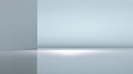 A minimalist, serene space with soft lighting and smooth surfaces, creating a calming atmosphere.