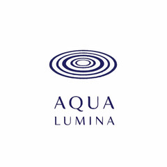 Aqua Lumina Logo Featuring Concentric Circles Above Text.