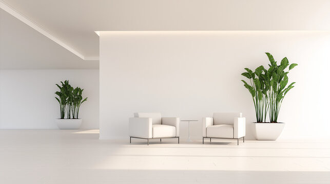 order. A bright and simple room with clean lines and spacious furniture arrangement. lifestyle magazines, social media lookbooks, designed for lifestyle magazines and social media content.