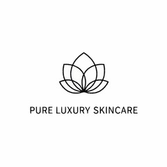 Elegant Lotus Flower Outline Logo for Pure Luxury Skincare Brand.
