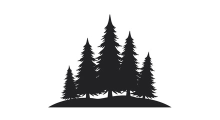 Obraz premium A minimalist vector illustration showcases a group of stylized evergreen trees, perfect for design projects and adding a touch of nature to your creative endeavors in a clean, graphic style.