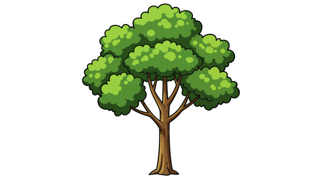 A vibrant vector illustration depicts a lush, green tree with a sturdy brown trunk, perfect for adding a touch of nature to any design project or presentation.