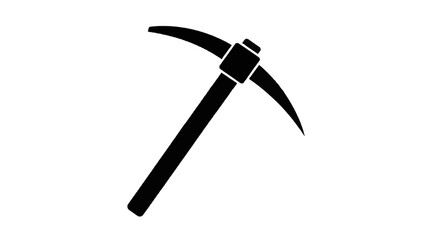 Vector illustration&nbsp;of black silhouette icon of a pickaxe tool for mining, digging, or construction isolated on transparent background