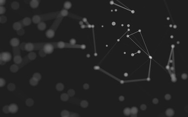 Abstract background. Molecules technology with polygonal shapes, connecting dots and lines. Connection structure. Big data visualization.