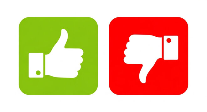 Thumbs up and thumbs down icons indicating positive and negative feedback or approval and disapproval