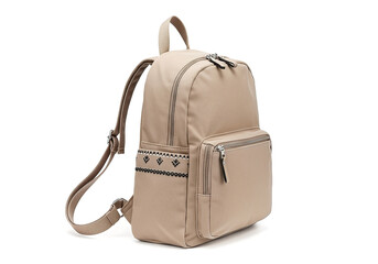 Elegant and functional backpack isolated on white, a stylish accessory for everyday use for carrying books or essentials.
