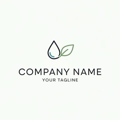 Eco-Friendly Company Logo with Water Drop and Leaf Symbolizing Nature and Sustainability.