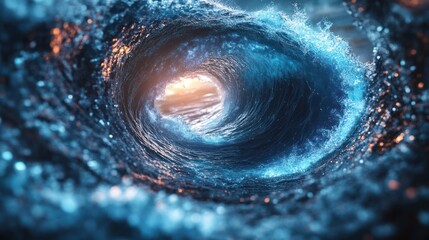 Ocean wave tunnel sunset; background sea; nature wallpaper