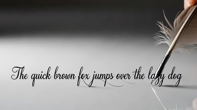 Feather Pen Writes "The Quick Brown Fox Jumps Over the Lazy Dog"