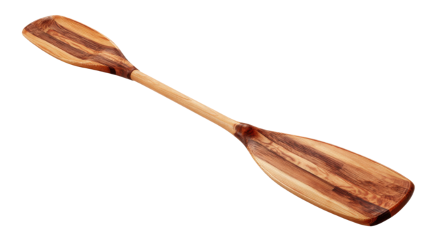 Wooden kayak paddle with double blades, essential equipment for water sports, canoeing, kayaking, recreation and adventure