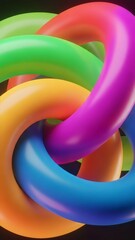 Vibrant Intertwined 3D Rings Abstract Background