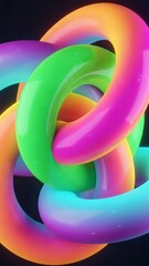 Vibrant Gradient 3D Torus Shapes Abstract Background