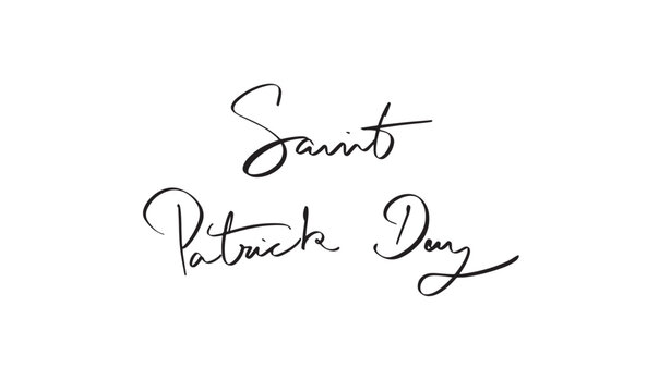 Saint patrick day text font calligraphy hand written lettering script black color object icon st. patrick day irish leprechaun festival clover saint patrick day 18 march shamrock march 18 lucky event