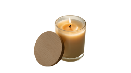 A candle burning brightly, setting a tranquil mood.